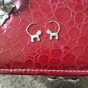 Silver cat earrings